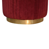 Pleated Footstool in Wine Red Velvet with Gold Base