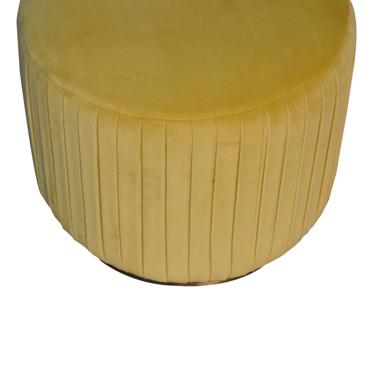 Pleated Footstool in Mustard Velvet with Gold Base