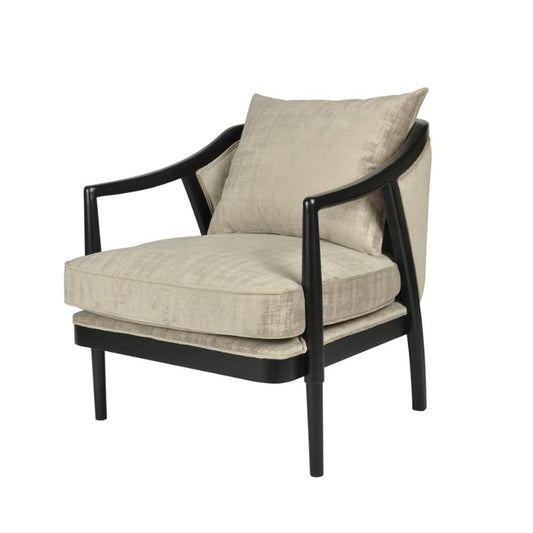 Casey Chair in Natural Velvet and Black Wood