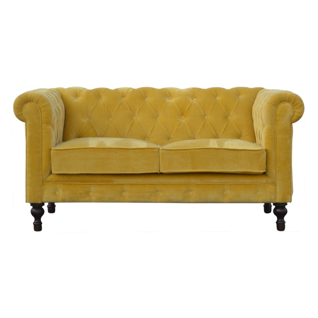 Chesterfield Mustard Velvet Loveseat