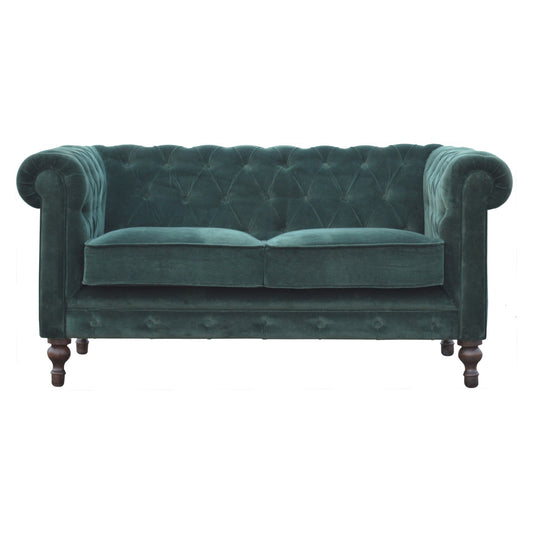 Chesterfield Emerald Green Velvet Loveseat