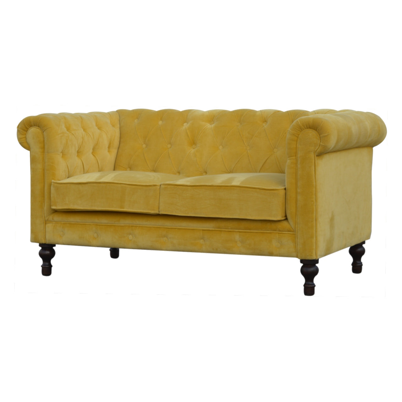 Chesterfield Mustard Velvet Loveseat