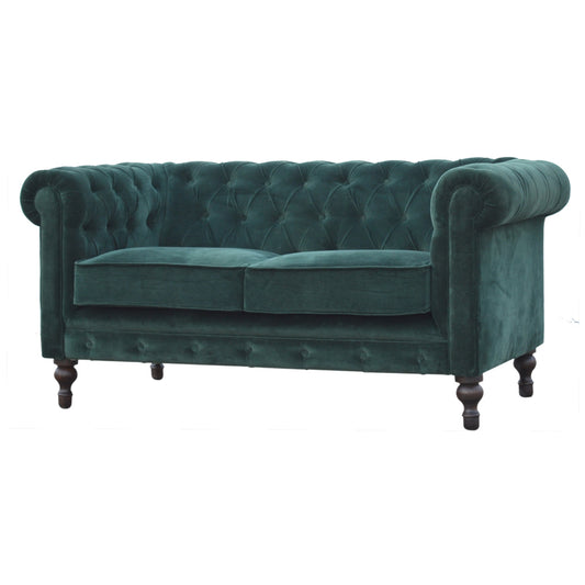 Chesterfield Emerald Green Velvet Loveseat