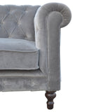 Chesterfield Grey Velvet Loveseat