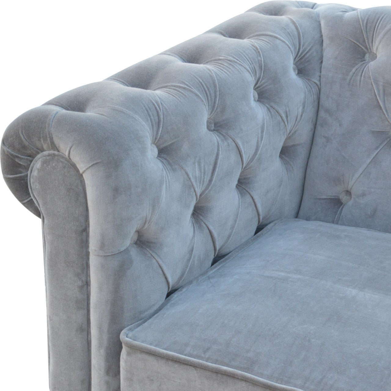 Chesterfield Grey Velvet Loveseat