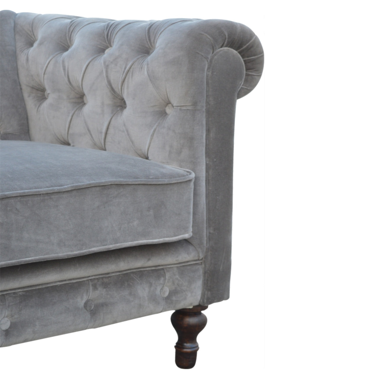 Chesterfield Grey Velvet Loveseat