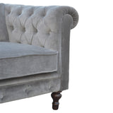 Chesterfield Grey Velvet Loveseat