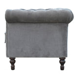 Chesterfield Grey Velvet Loveseat