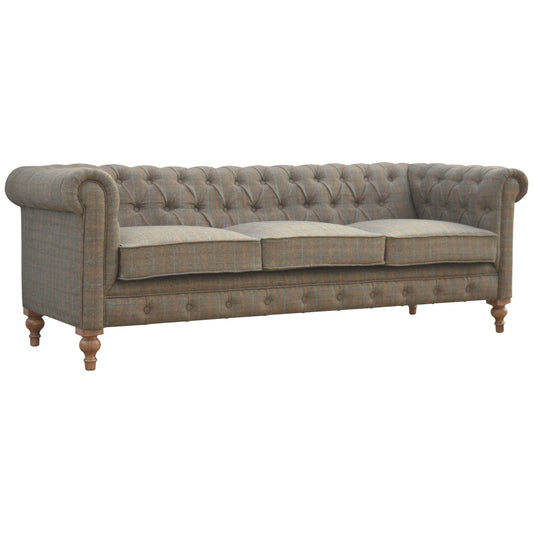 Chesterfield Multi Tweed 3 Seater Sofa