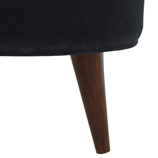 Nordic Round Black Velvet Footstool