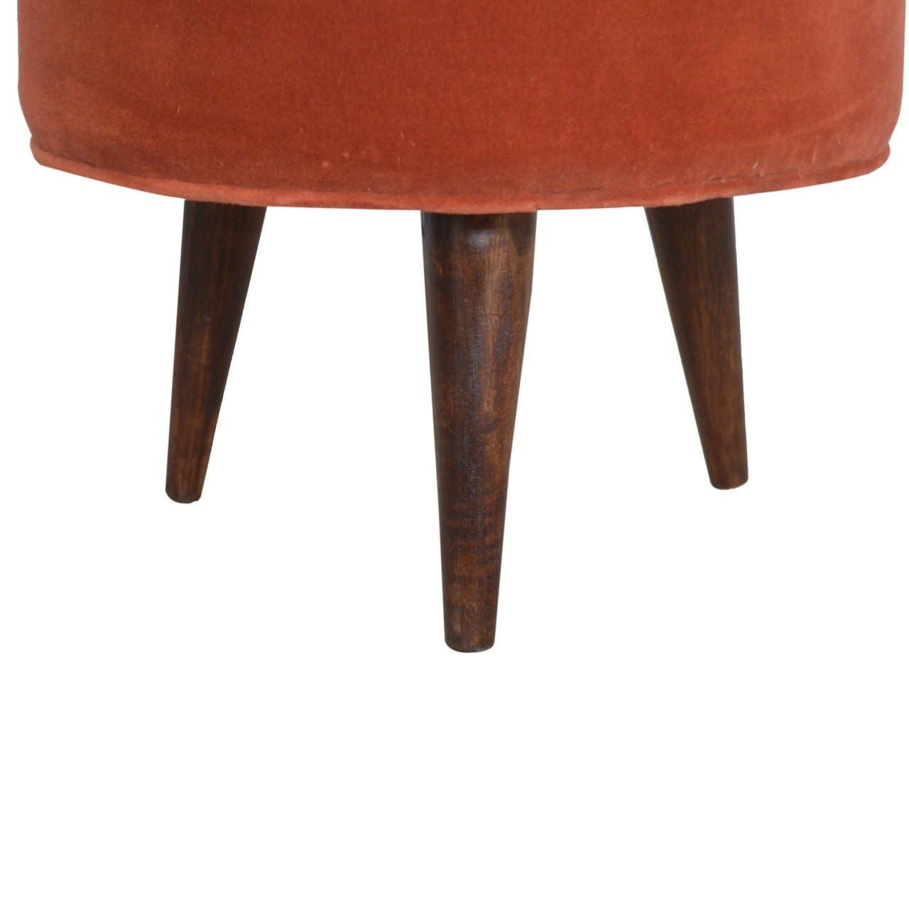 Nordic Round Brick Red Velvet Footstool