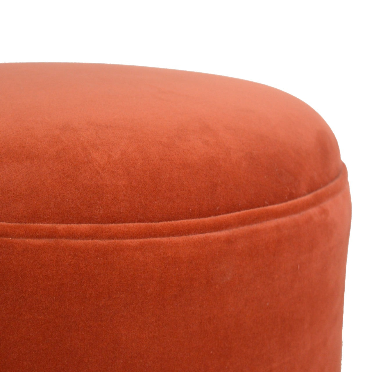 Nordic Round Brick Red Velvet Footstool