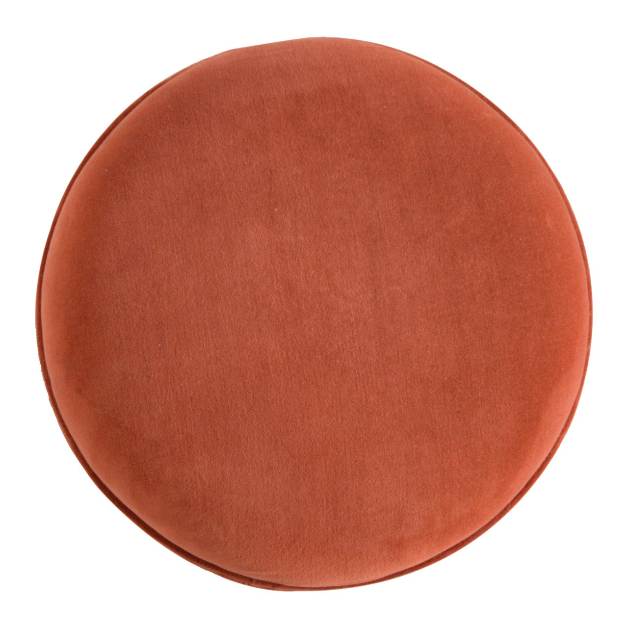 Nordic Round Brick Red Velvet Footstool