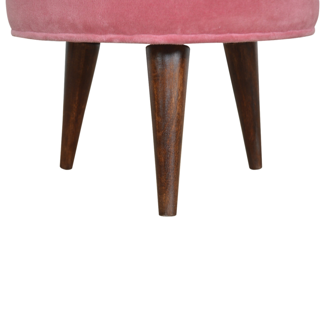 Nordic Round Pink Velvet Footstool