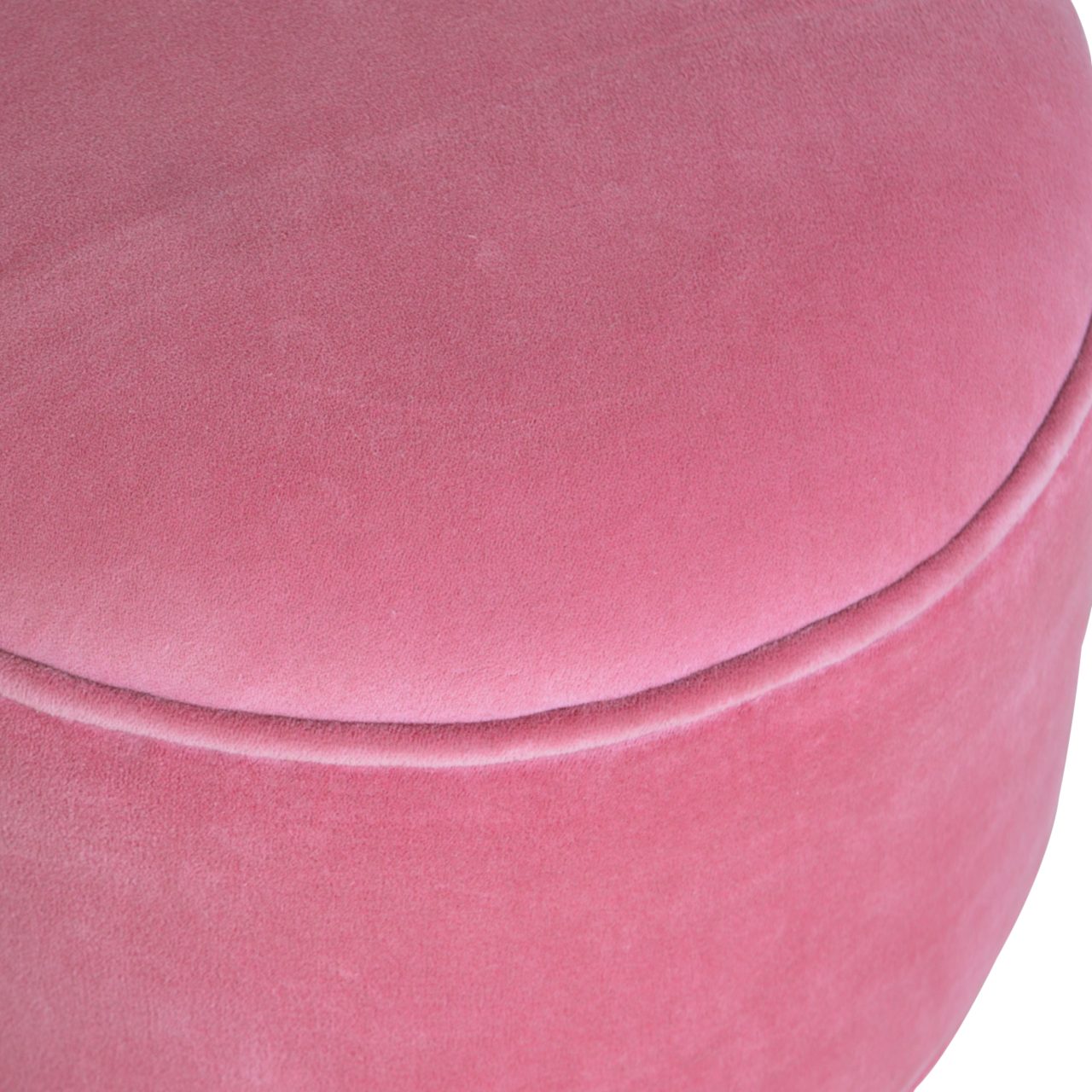 Nordic Round Pink Velvet Footstool