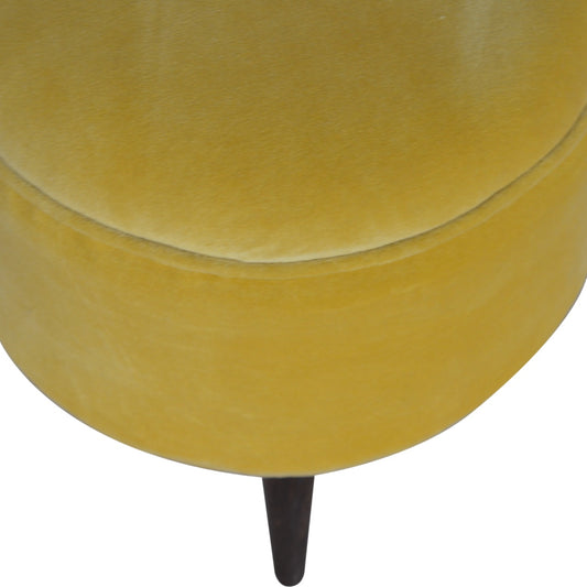 Nordic Round Mustard Velvet Footstool