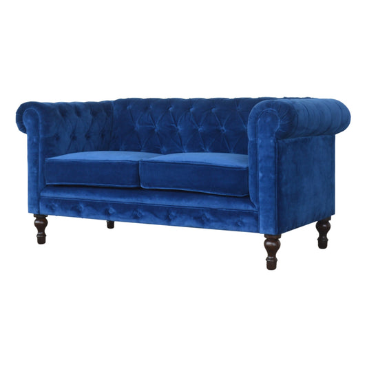 Chesterfield Royal Blue Velvet Loveseat