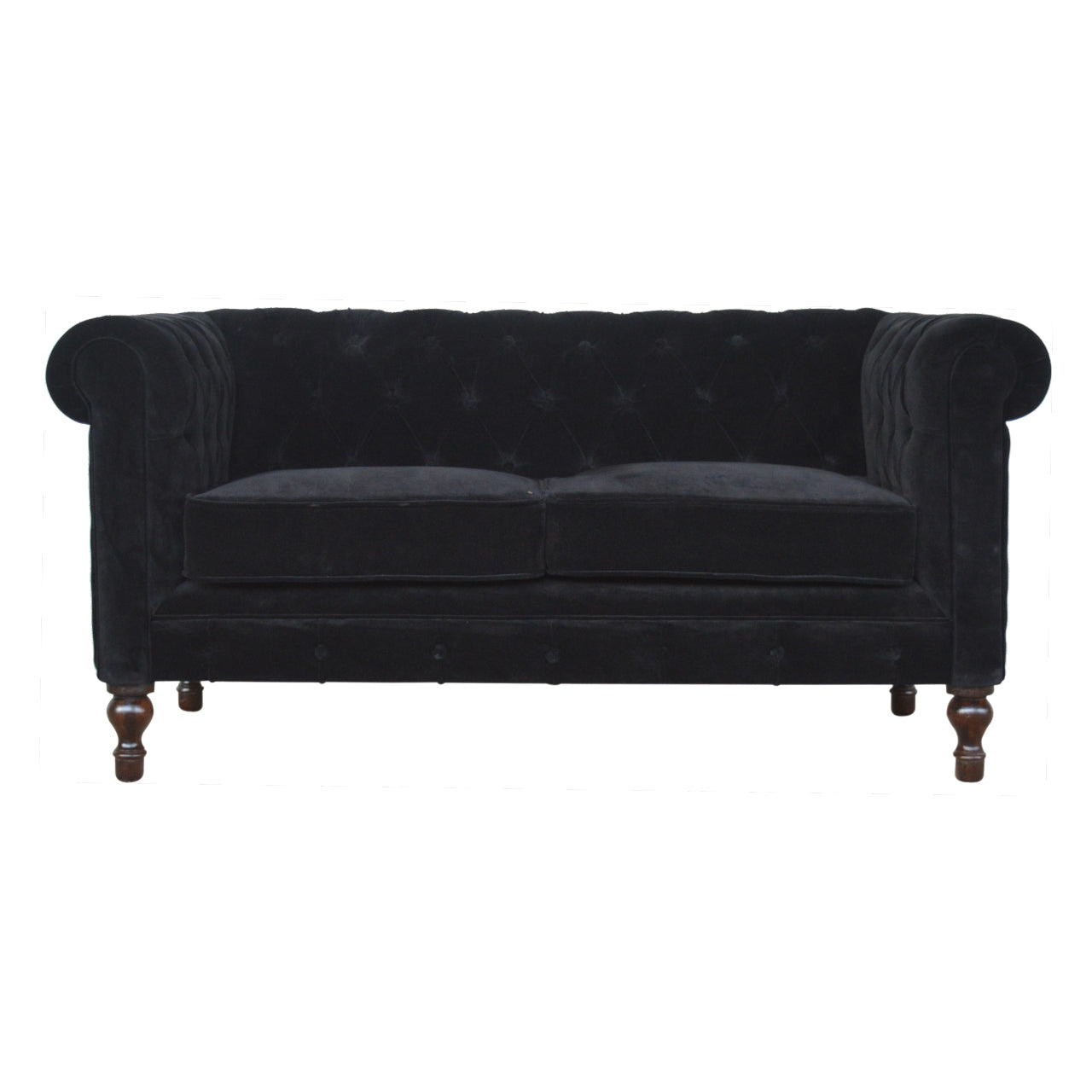 Chesterfield Black Velvet Loveseat