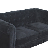 Chesterfield Black Velvet Loveseat