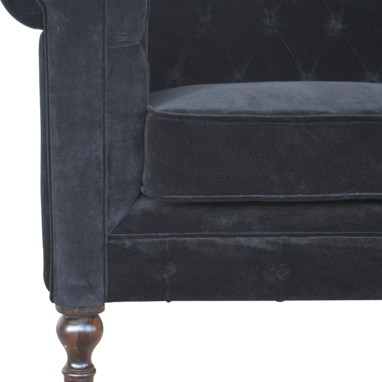 Chesterfield Black Velvet Loveseat