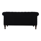 Chesterfield Black Velvet Loveseat