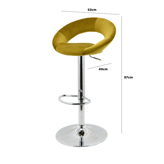 Oliver Yellow Velvet Bar Stool