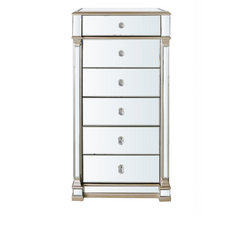 Glam Champagne Mirrored 6 Drawer Tallboy