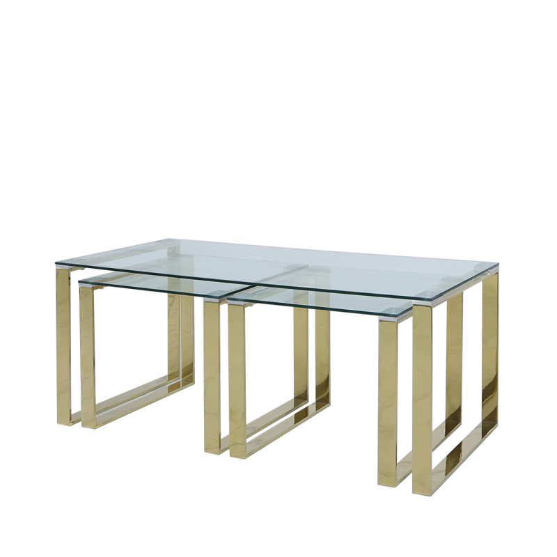 Set Of 3 Ray Gold Steel Tables