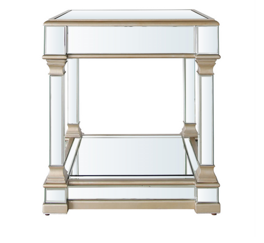 Glam Champagne Mirrored End Table