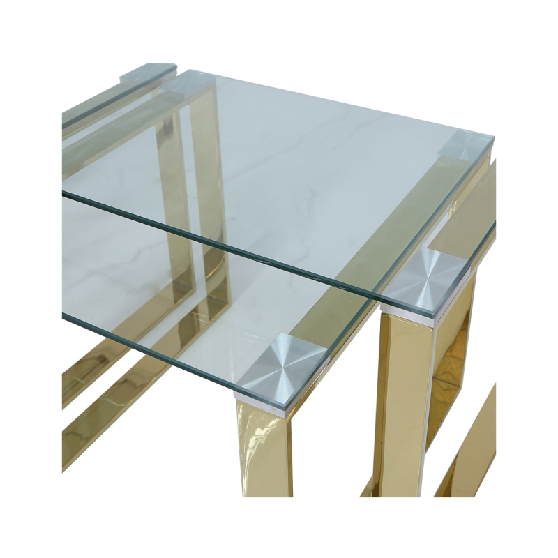 Set Of 3 Ray Gold Steel Tables