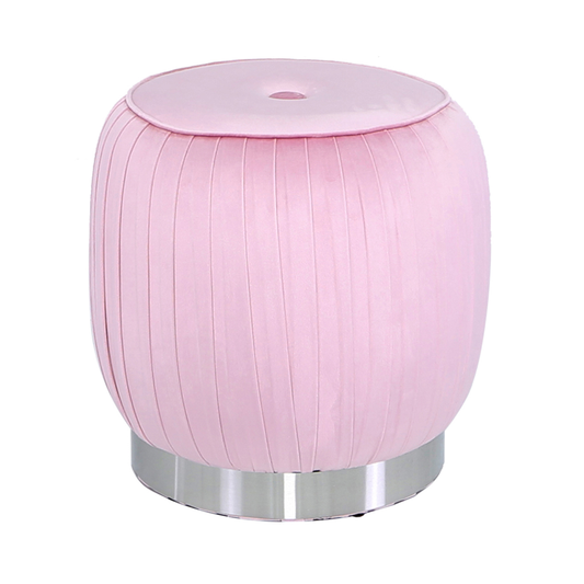 Gage Blush Pink Round Footstool