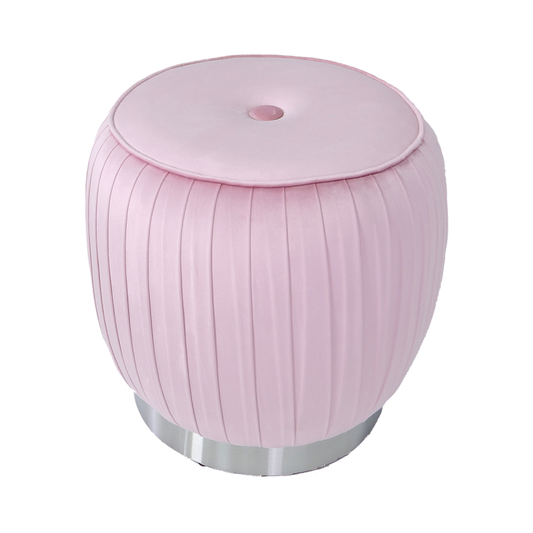 Gage Blush Pink Round Footstool