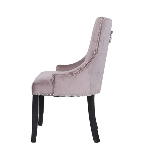 Chester Pink Velvet Dining Chair With Ring Diamond Back