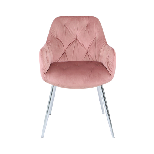 Estela Rose Pink Velvet Dining Chair