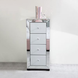 Glam Mirror White 4 Drawer Tallboy