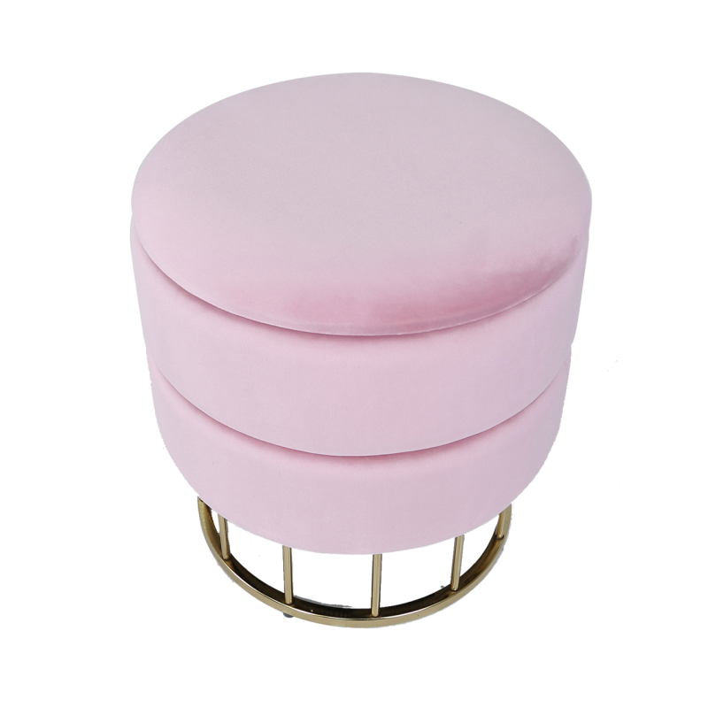 Zoe Blush Pink Round Storage Stool