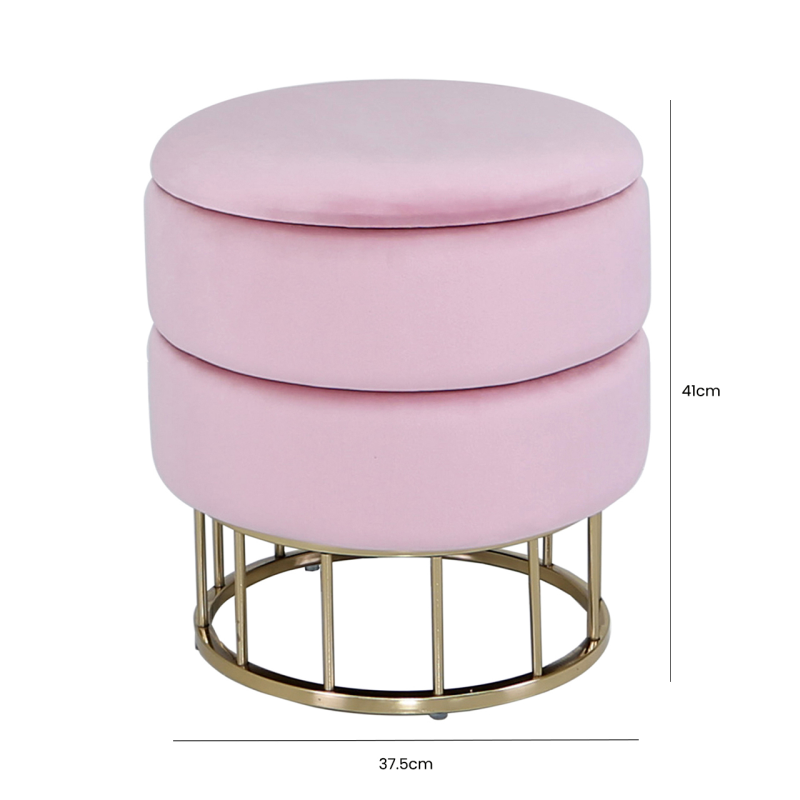 Zoe Blush Pink Round Storage Stool