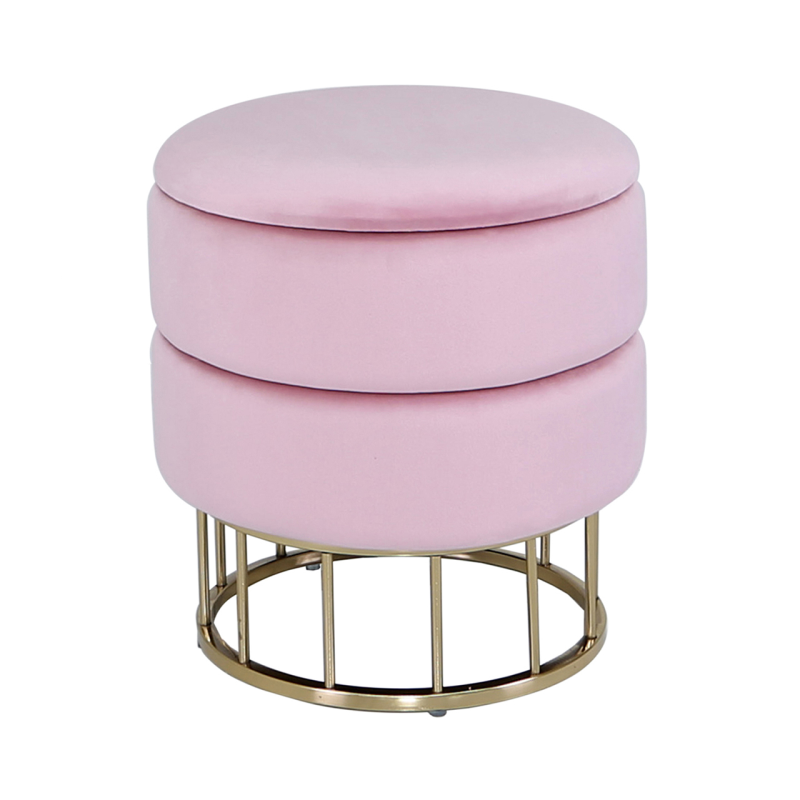 Zoe Blush Pink Round Storage Stool