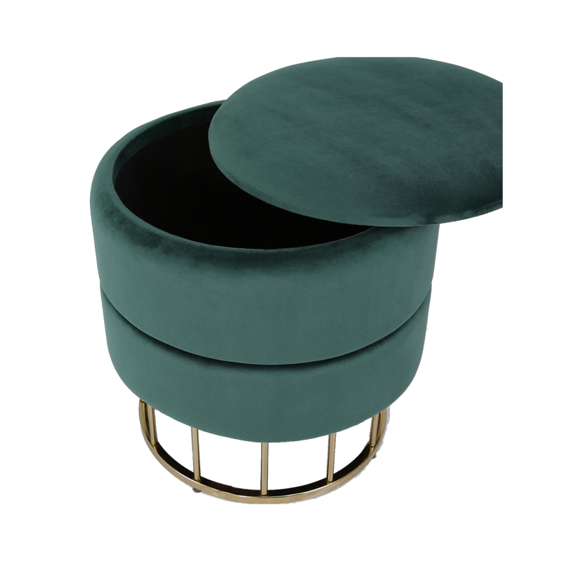 Zoe Forest Green Round Storage Stool