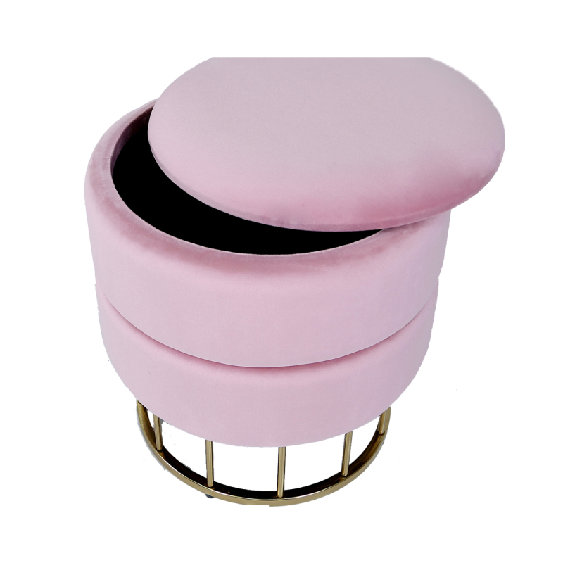 Zoe Blush Pink Round Storage Stool