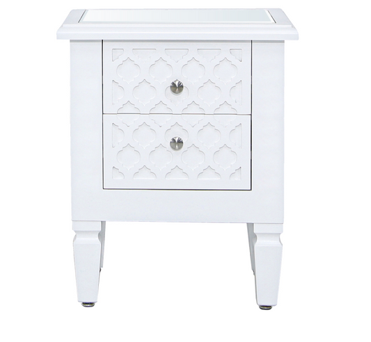 Casablanca White Bedside Table