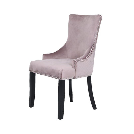 Chester Pink Velvet Dining Chair With Ring Diamond Back