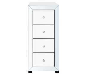 Glam Mirror White 4 Drawer Tallboy