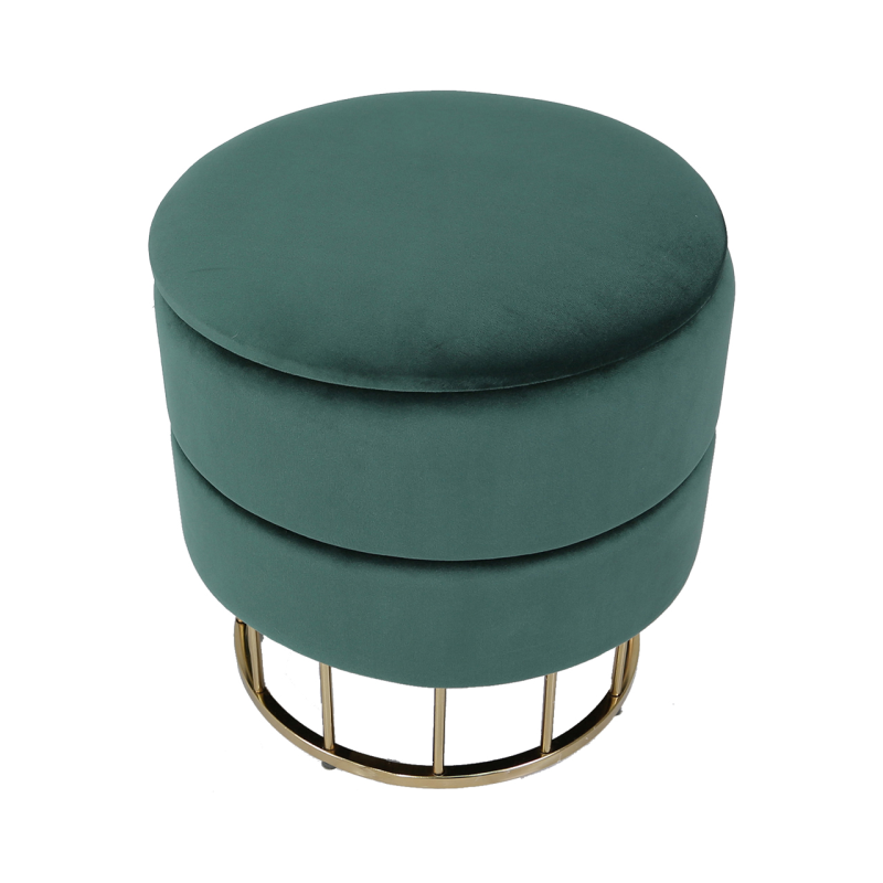 Zoe Forest Green Round Storage Stool