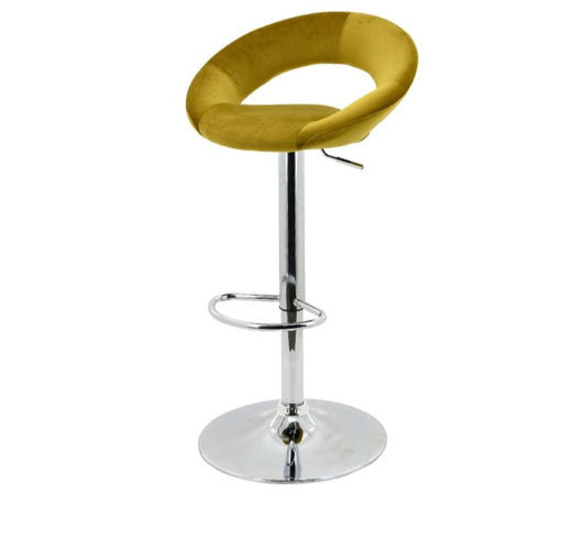 Oliver Yellow Velvet Bar Stool