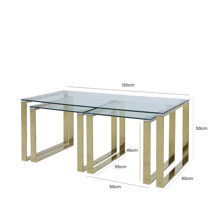 Set Of 3 Ray Gold Steel Tables